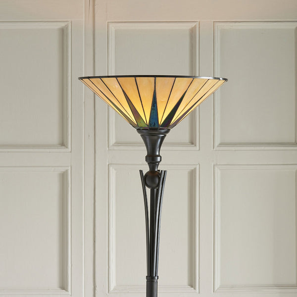 Dark Star Tiffany Glass Uplighter Floor Lamp