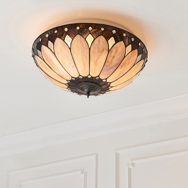 Brooklyn Tiffany Large 2 Light Flush Ceiling Light