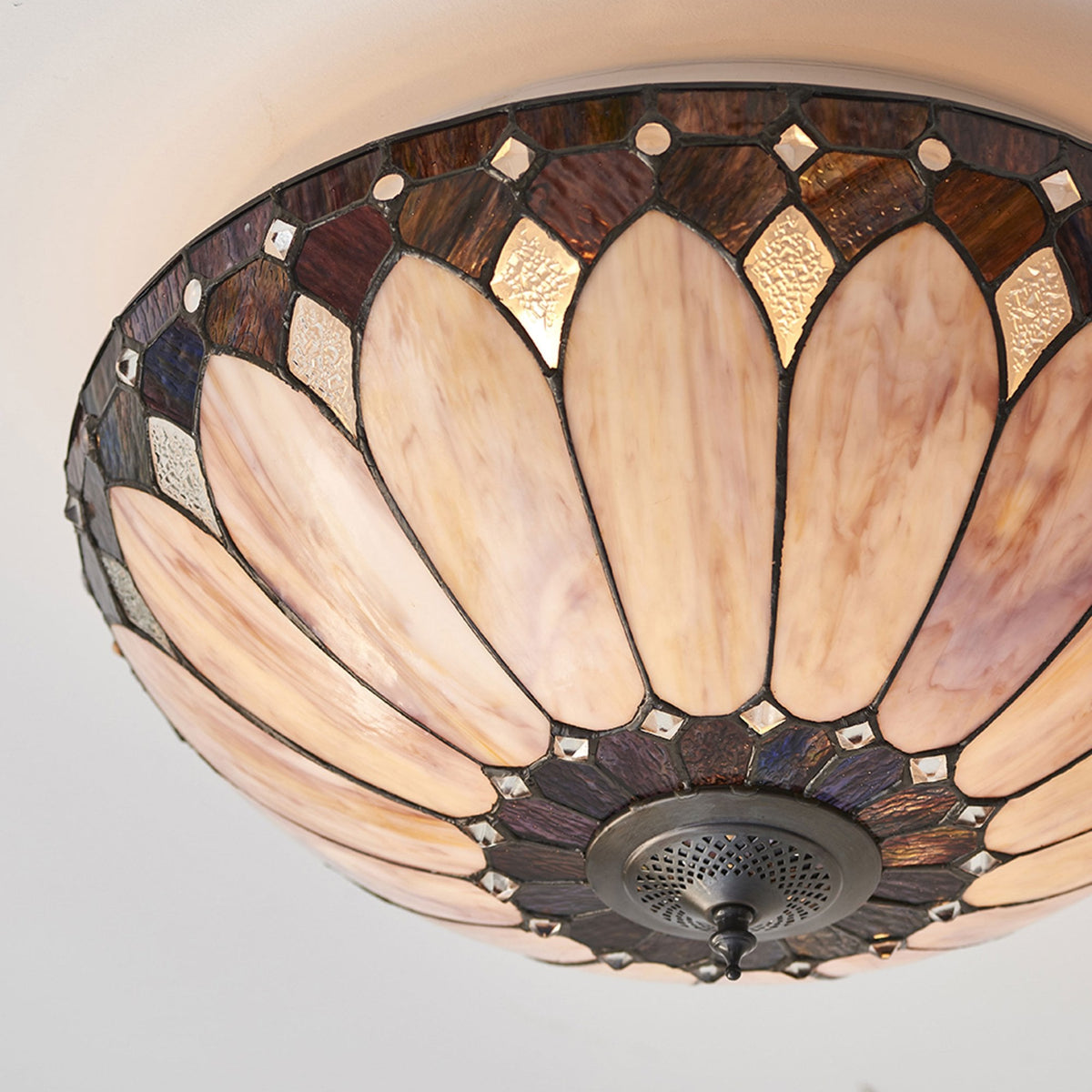 Brooklyn Tiffany Large 2 Light Flush Ceiling Light