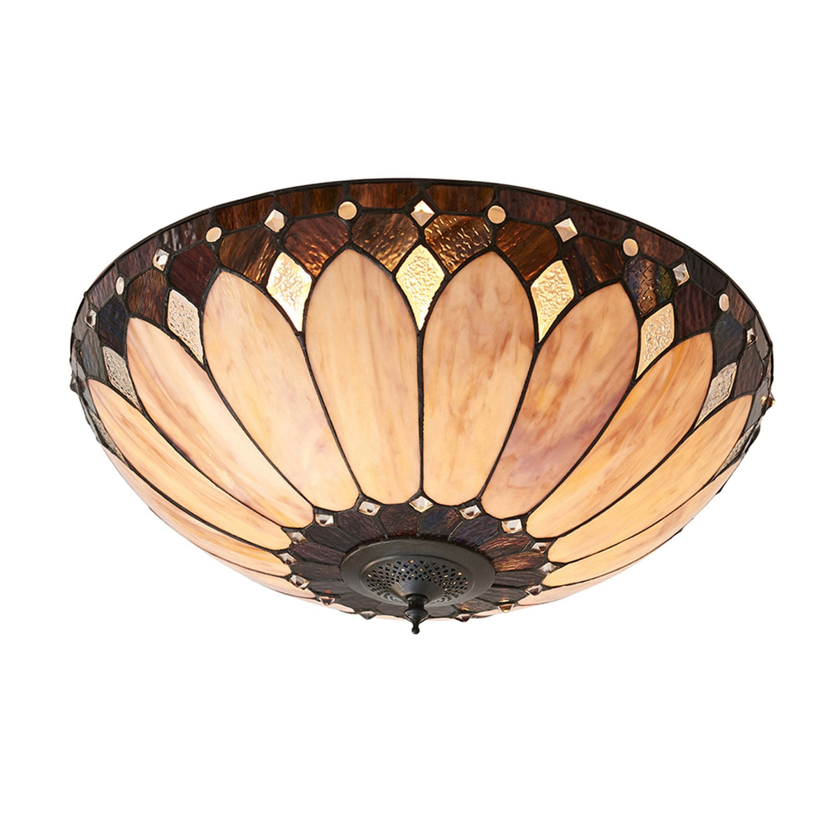 Brooklyn Tiffany Large 2 Light Flush Ceiling Light
