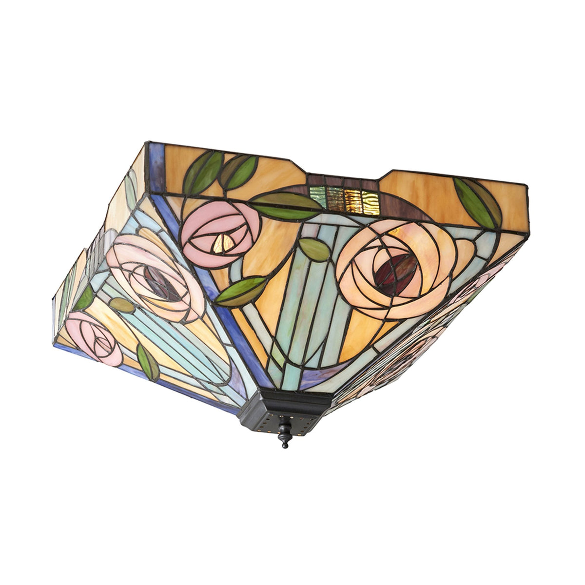 Willow Tiffany Glass Large Flush Ceiling Light