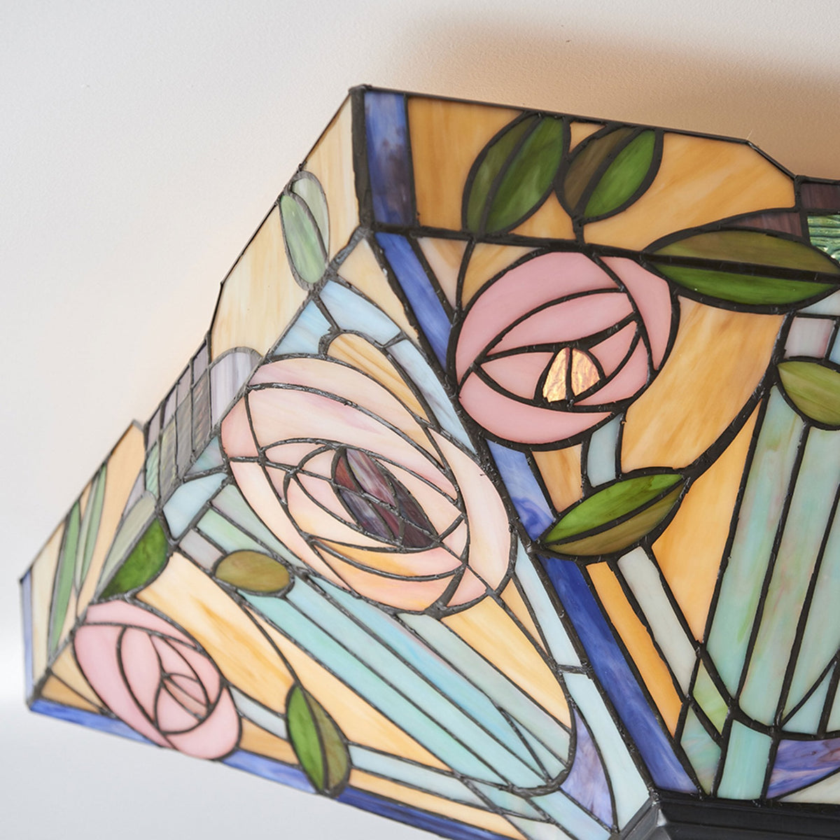 Willow Tiffany Glass Large Flush Ceiling Light