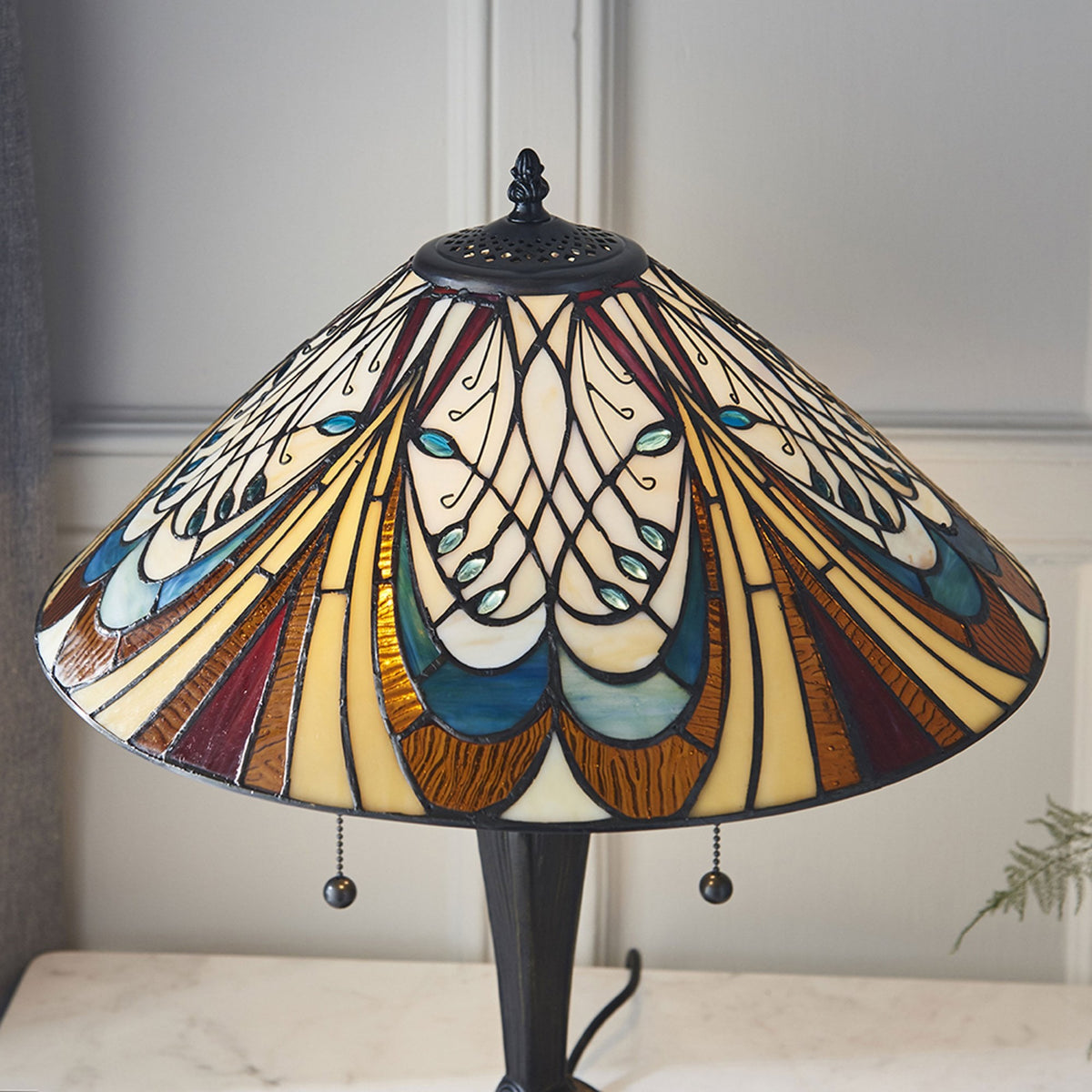Hector Tiffany Glass Medium 2 Light Table Lamp