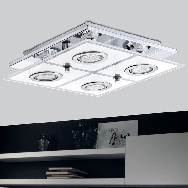 CABO Four Light Ceiling Light in Chrome and Glass