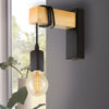 Townshend Single Wall Light in Black and Natural Oak