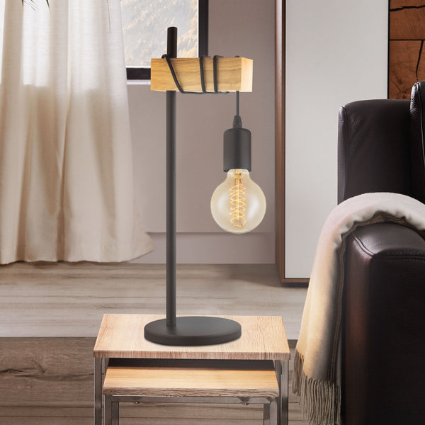 Townshend Table Lamp in Black and Natural Oak