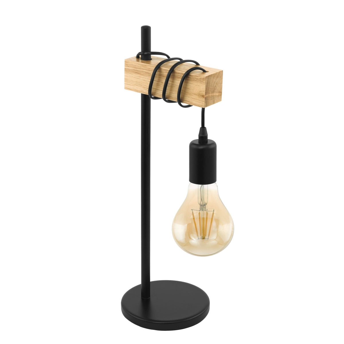 Townshend Table Lamp in Black and Natural Oak