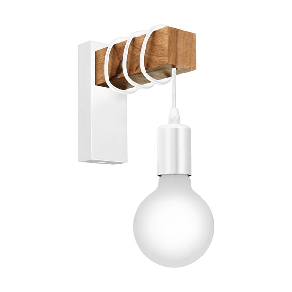 Townshend Single Wall Light in White and Natural Oak