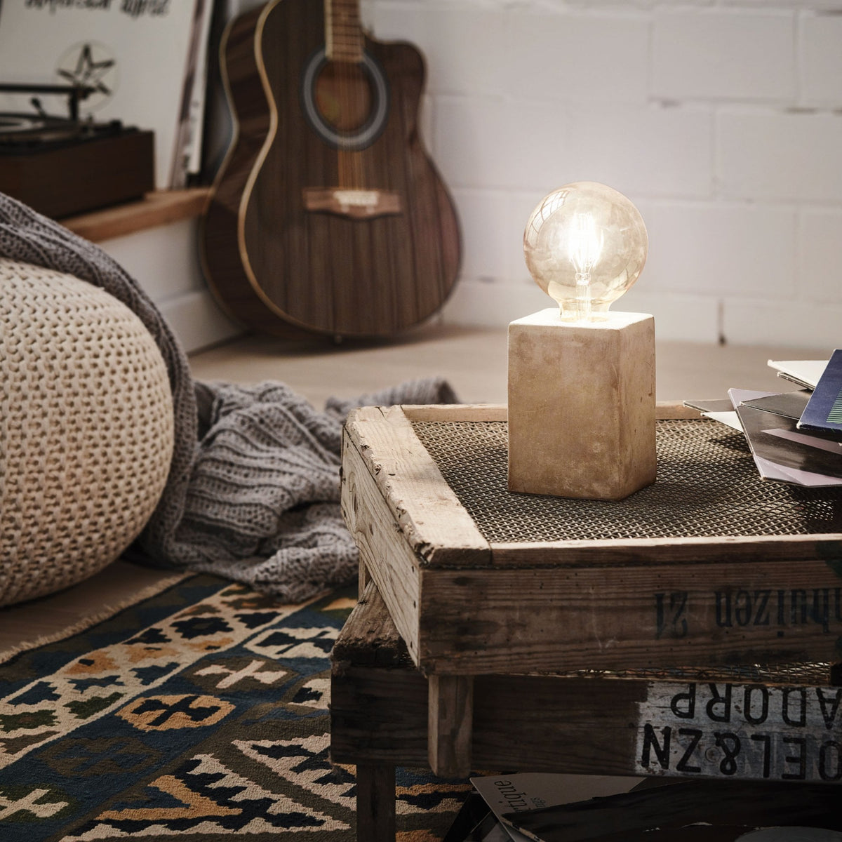 Prestwick Table Lamp in a Grey Concrete-Style Finish