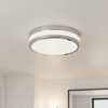 Palermo LED 295mm IP44 Ceiling Light in Chrome & White Satin Glass