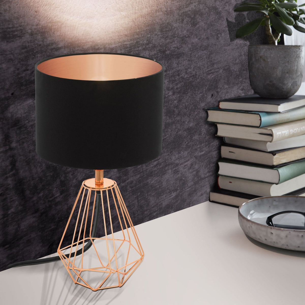 Carlton 2 Black & Copper Table Lamp