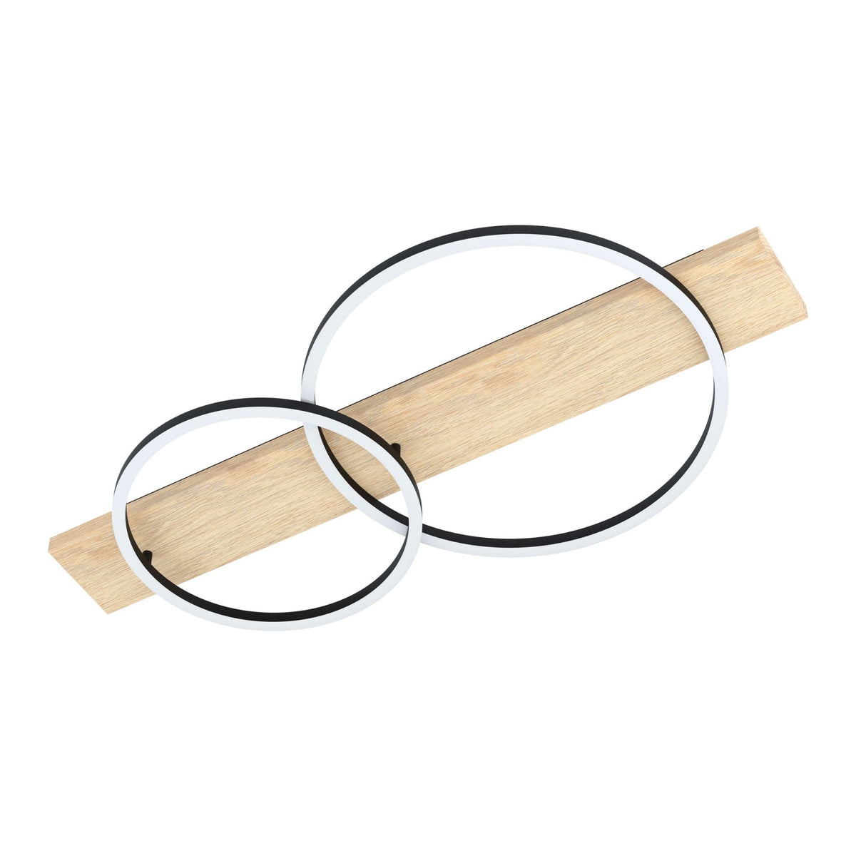 Boyal LED Twin Ring Ceiling Light in Black & Oak Colour