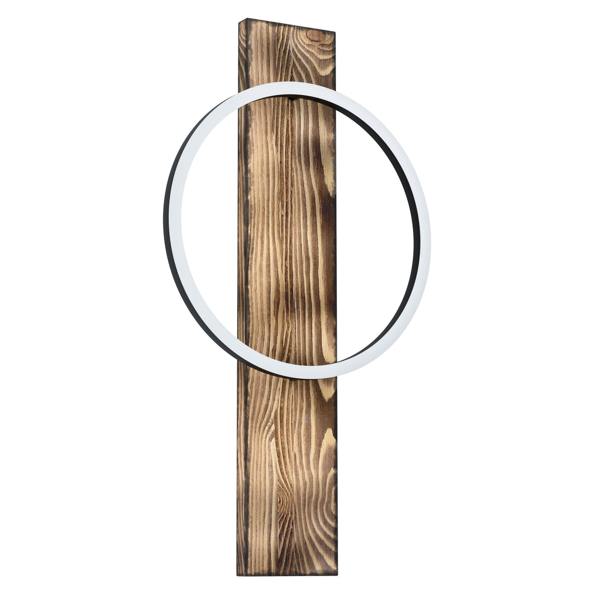 Boyal LED Single Ring Wall Light in Black & Rustic Oak