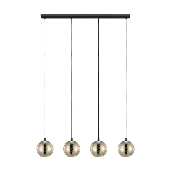 Lemorieta Four Drop Black and Vaporized Gold Glass Pendant