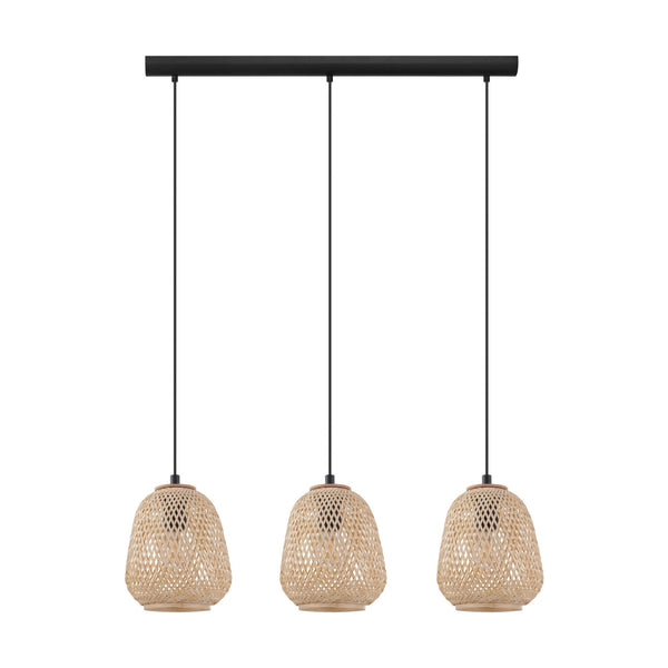 Dembleby Triple Drop Natural Wood Pendant