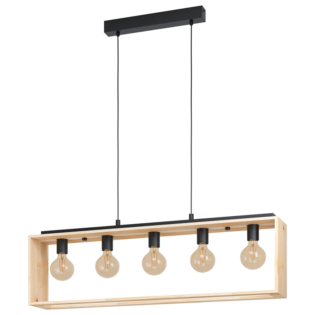 Famborough Five Light Pendant in Natural Wood