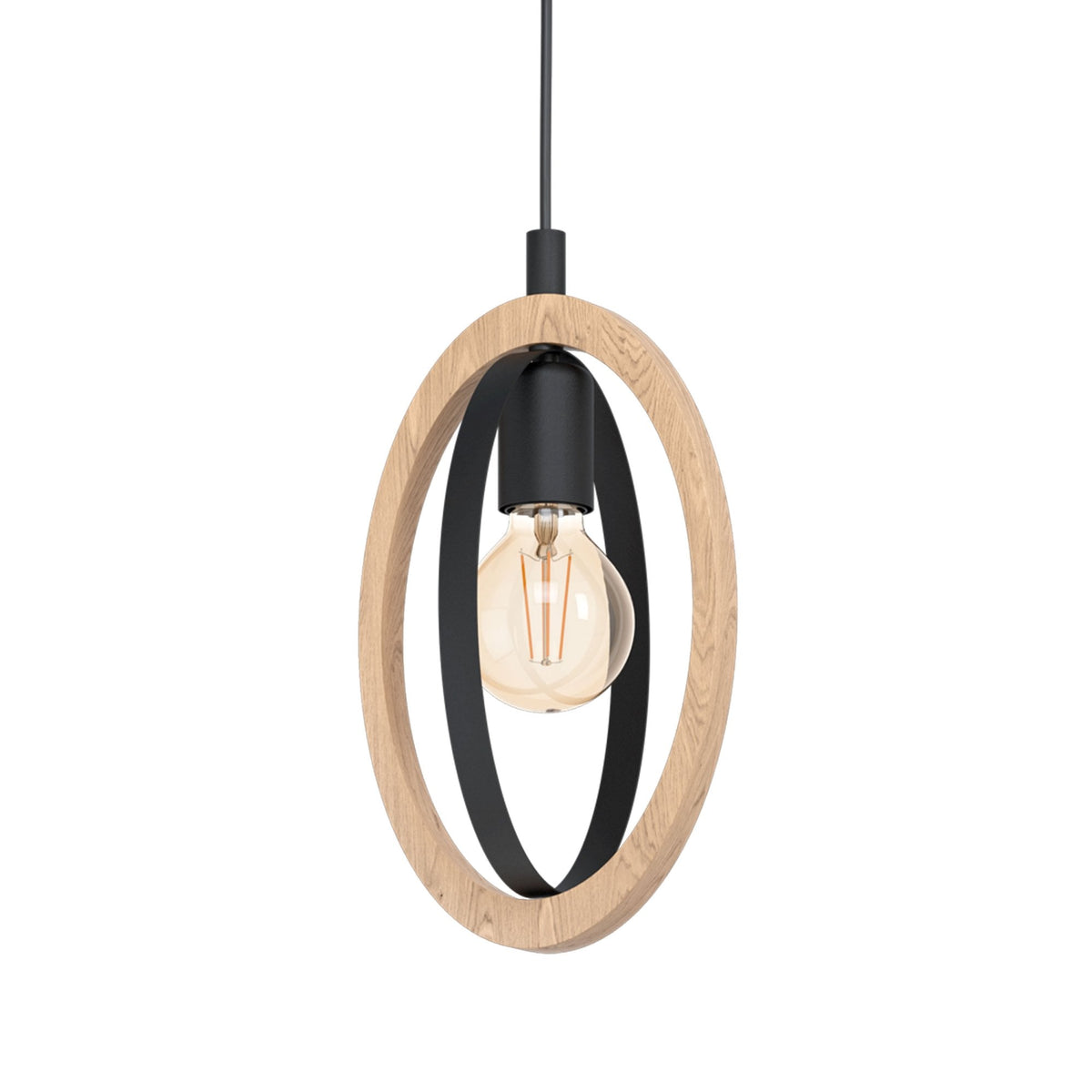 Basildon Single Drop Pendant in Natural Wood