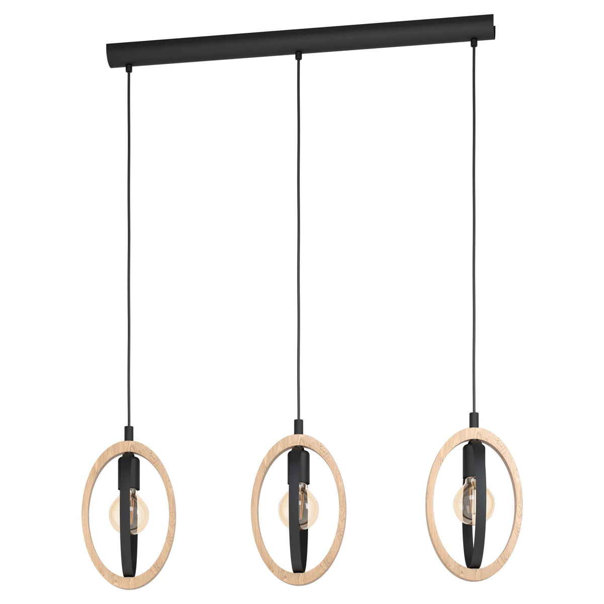 Basildon Triple Drop Bar Pendant in Natural Wood
