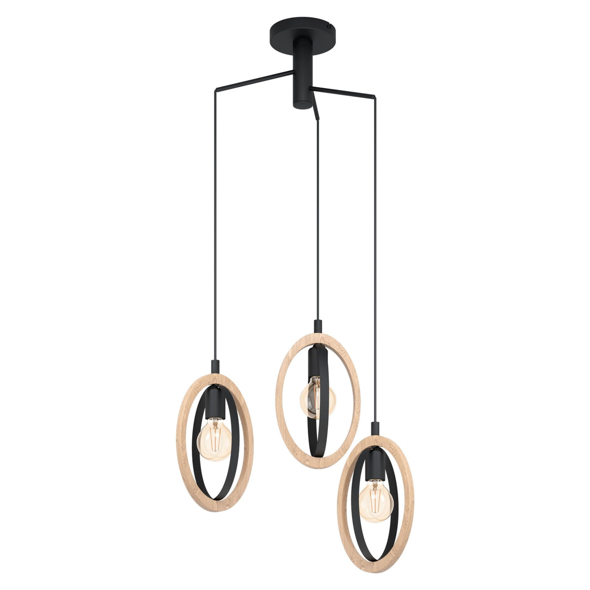 Basildon Triple Drop Pendant in Natural Wood