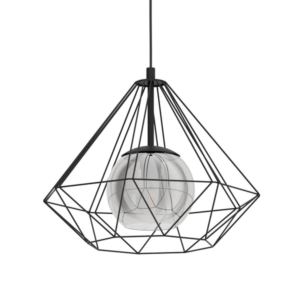 Vernham 445mm Single Pendant with Vaporized Black Transparent Glass