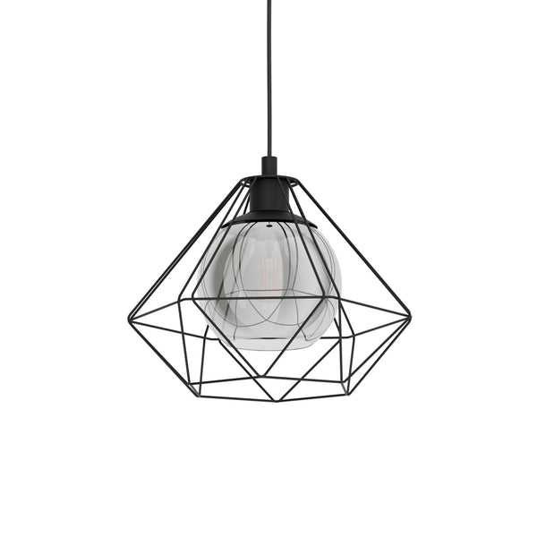 Vernham 325mm Single Pendant with Vaporized Black Transparent Glass
