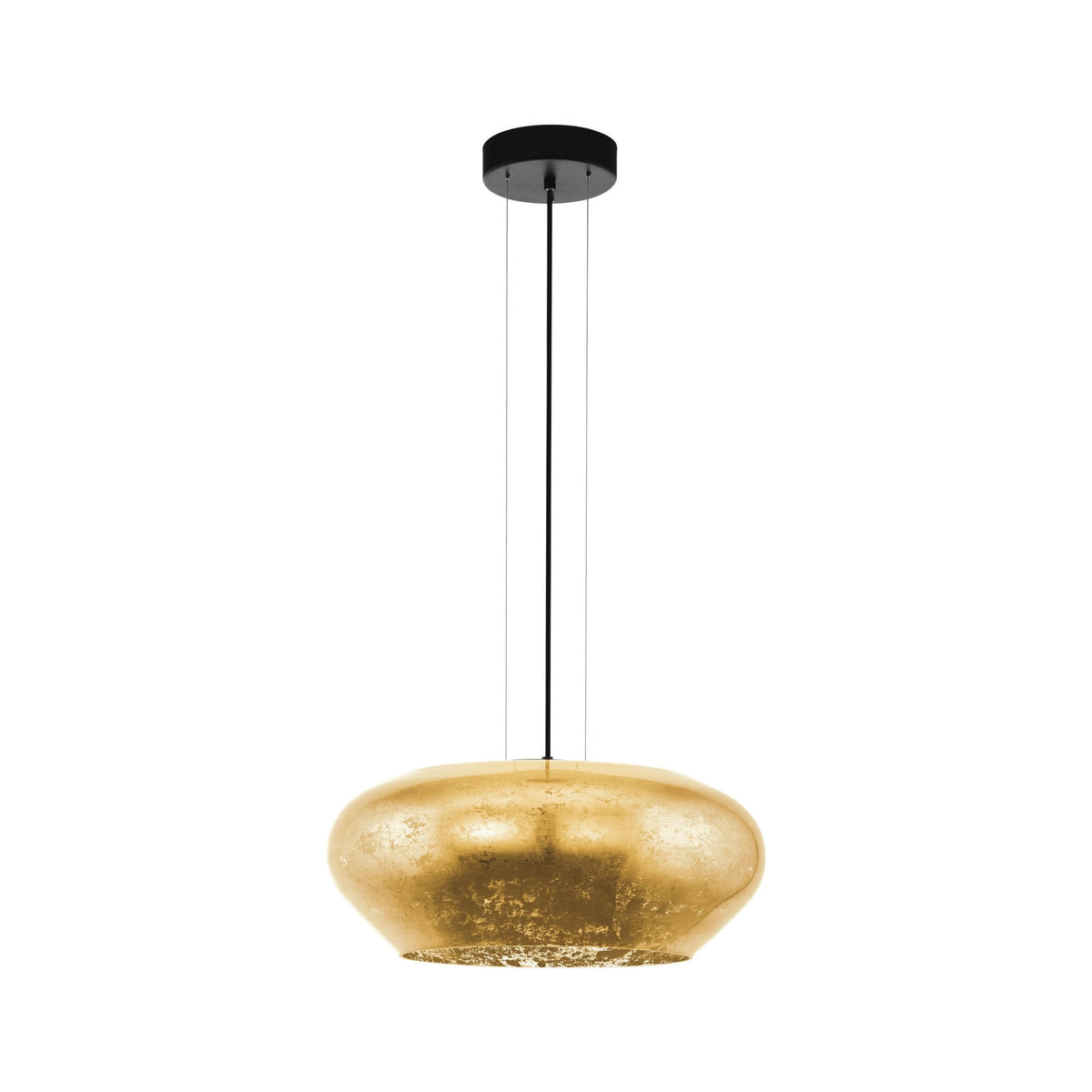 Priorat 500mm Pendant in Black & Antique Gold Glass