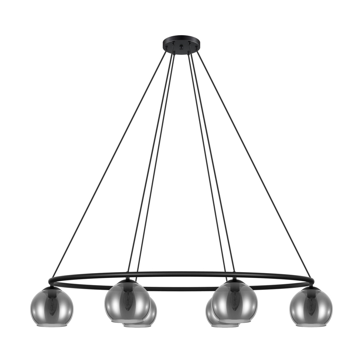 Daguella Oval Six Light Pendant with Black Vaporized Glass