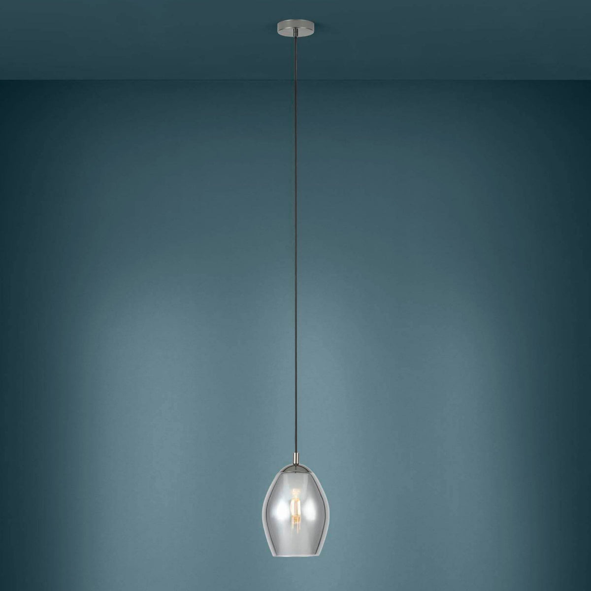 Estanys Single Drop Pendant with Black Vaporized Glass