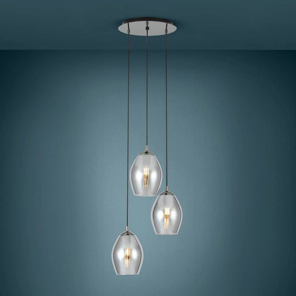 Estanys Triple Drop Pendant with Black Vaporized Glass