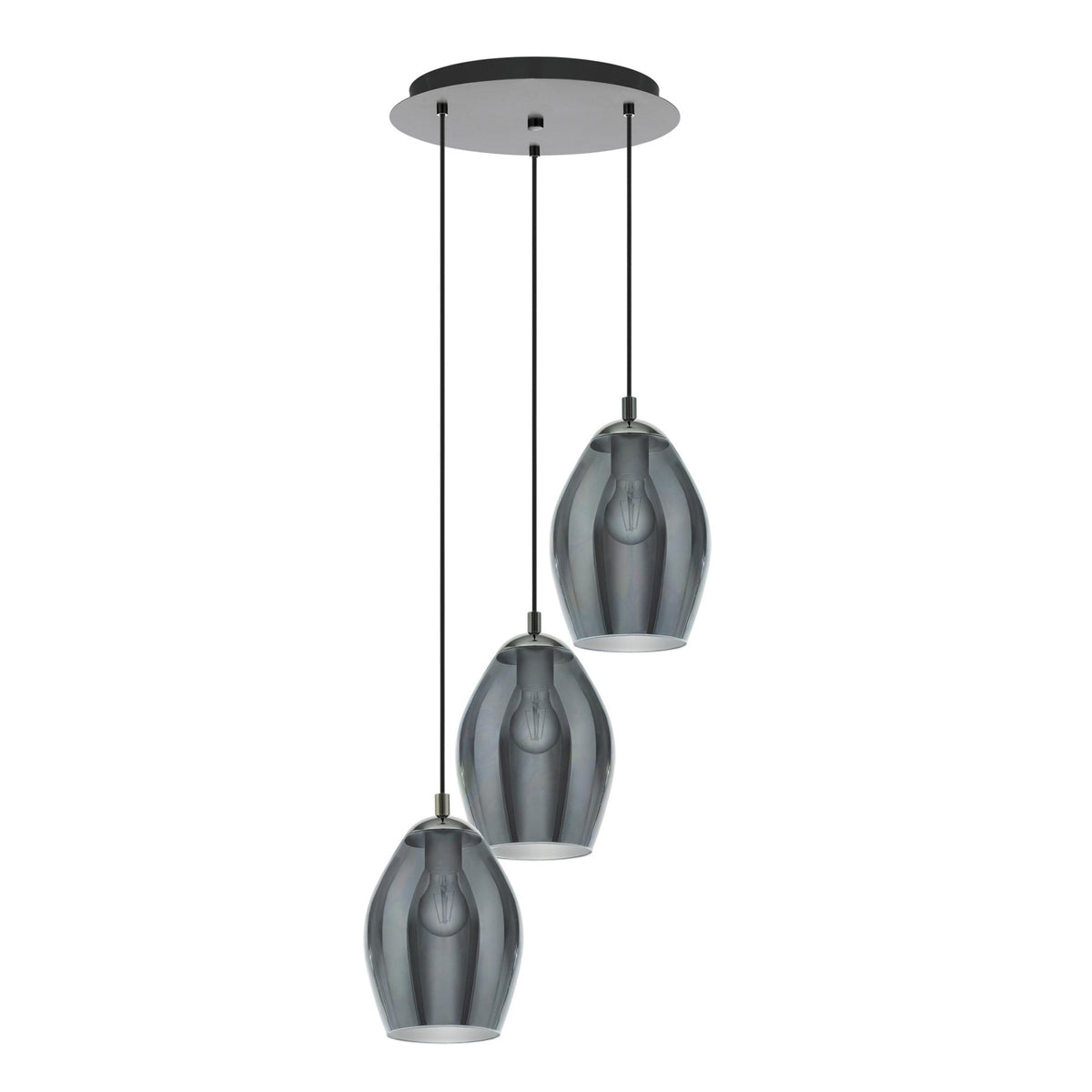 Estanys Triple Drop Pendant with Black Vaporized Glass