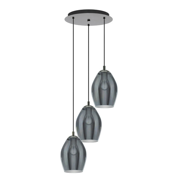 Estanys Triple Drop Pendant with Black Vaporized Glass