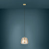 Albarino 260mm Brushed Brass Pendant with Amber Vaporized Glass