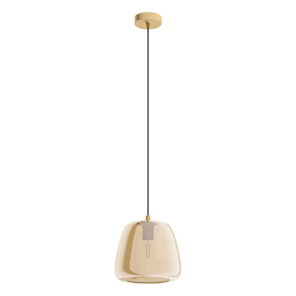 Albarino 260mm Brushed Brass Pendant with Amber Vaporized Glass