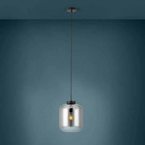 Bulciago 250mm Black Pendant with Black Vaporized Glass