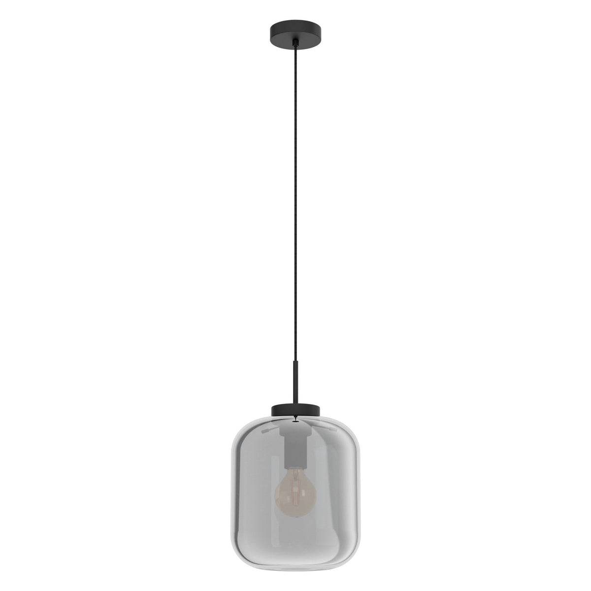 Bulciago 250mm Black Pendant with Black Vaporized Glass