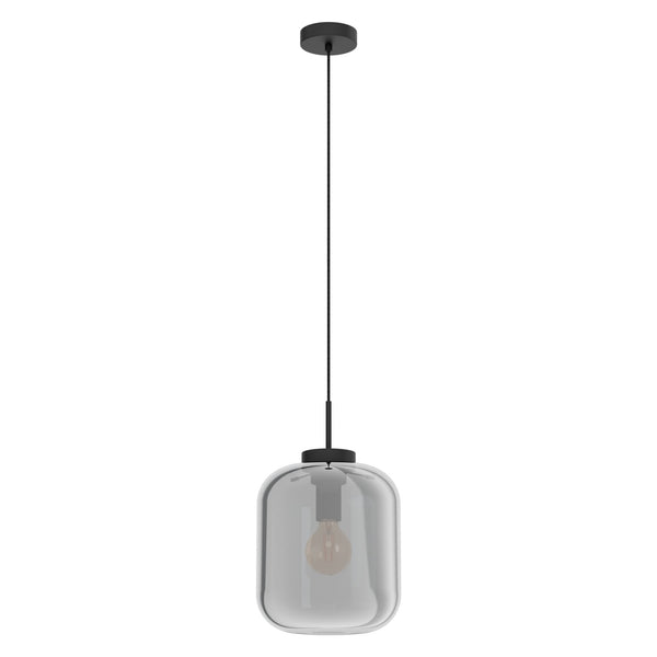 Bulciago 250mm Black Pendant with Black Vaporized Glass