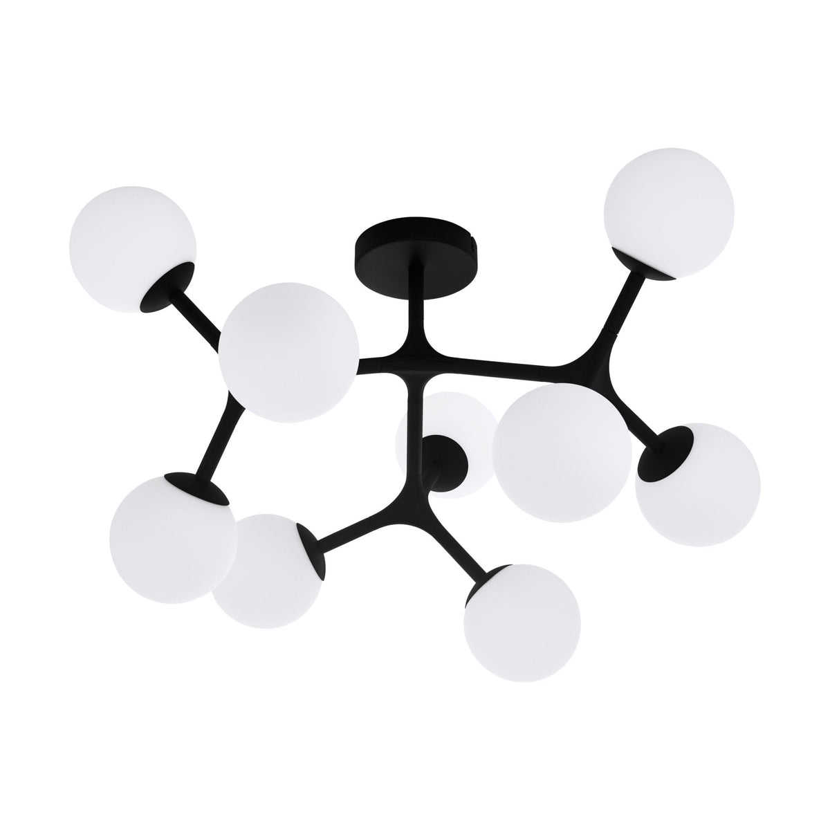 Maragall Nine Lamp Ceiling Light in Black with White Shades