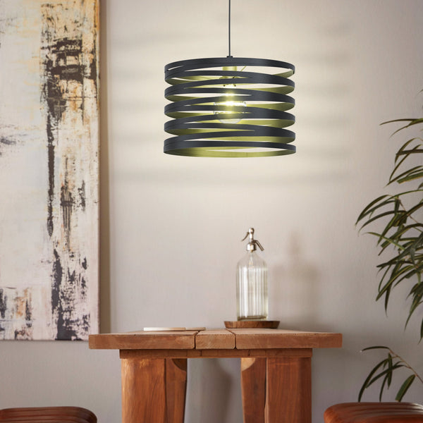 Cremella 370mm Single Spiral Style Black Pendant