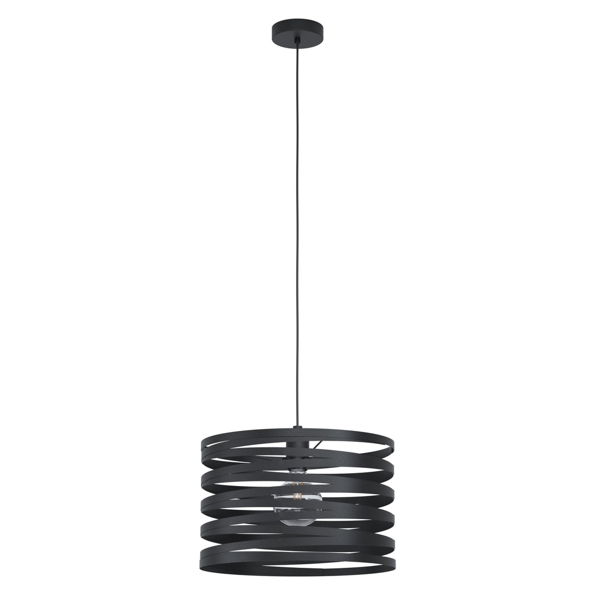 Cremella 370mm Single Spiral Style Black Pendant