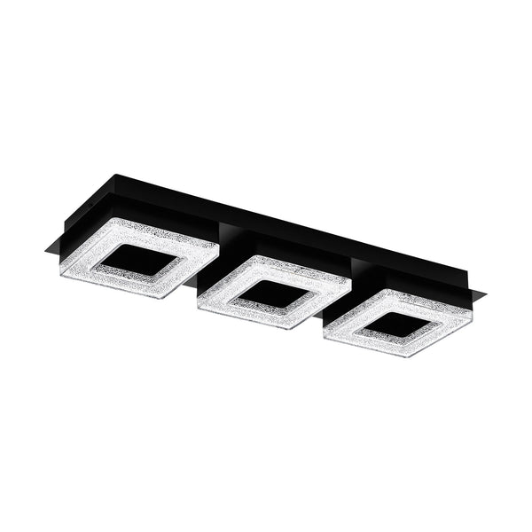 Fradelo Triple Square LED Black & Crystal Ceiling or Wall Light