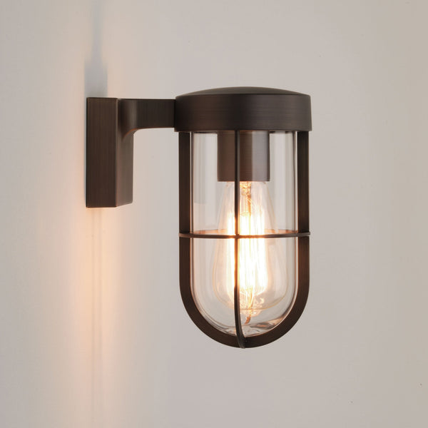 Cabin Exterior Wall Light in Bronze and Clear Glass