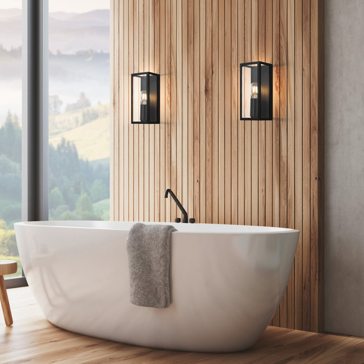 Amezola IP44 Bathroom Single Lamp Wall Light in Black