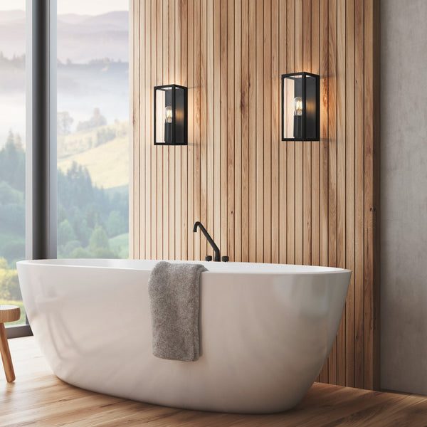 Amezola IP44 Bathroom Single Lamp Wall Light in Black