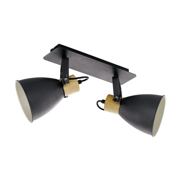 Coswarth Twin E27 Spotlight in Anthracite & Wood