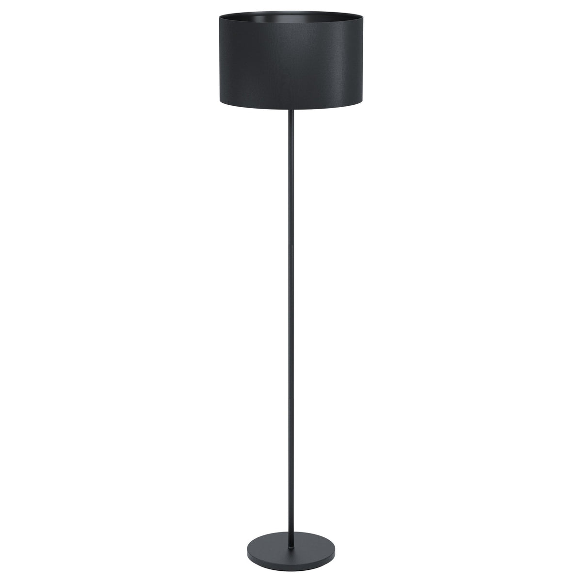 Maserlo 1 Black Floor Lamp with a Black Shade