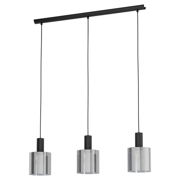 Gorosiba Triple Bar Pendant with Transparent Black Vaporized Glass