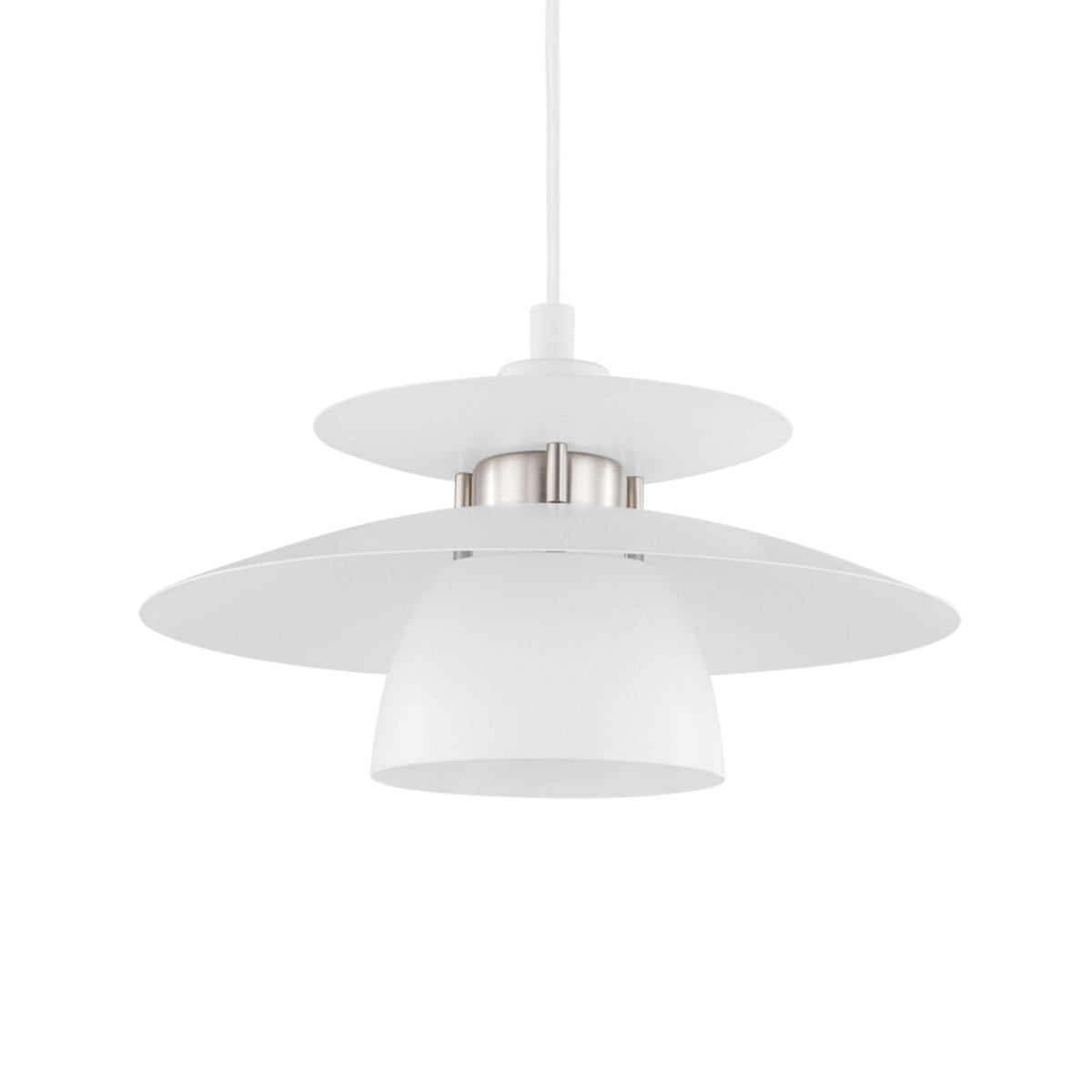Brenda White and Satin Nickel Pendant Light