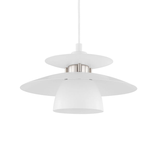 Brenda White and Satin Nickel Pendant Light