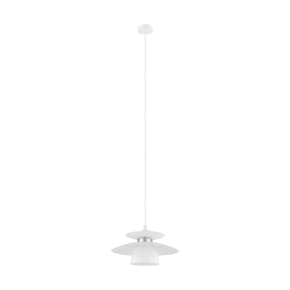 Brenda White and Satin Nickel Pendant Light
