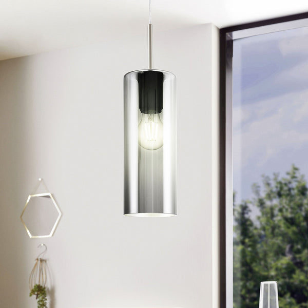 Selvino Single Pendant with Transparent Black Vaporized Glass